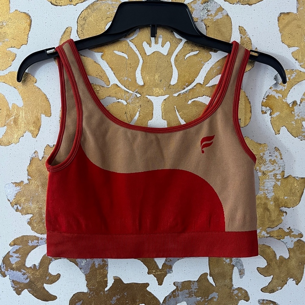 Fabletics Size Large Red & Tan Reversible‎ Sports Bra
